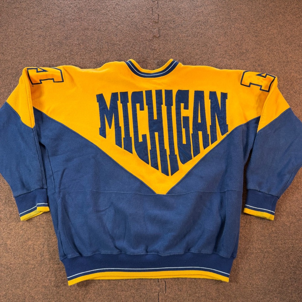 Legends Athletic Michigan Wolverines Sweatshirt Blue Yellow Colorblock Mens L